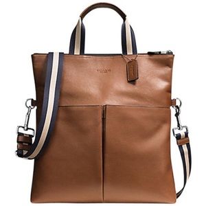 COACH F54759 CHARLES SADDLE FOLDOVER LEATHER TOTE